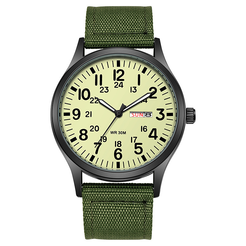 Men's Nylon Quartz Watch Luminous Woven Calendar Week Display - Image 3